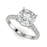 Madeline Round Cut Pave Hidden Halo 4 Prong Claw Set Engagement Ring Setting - Nivetta